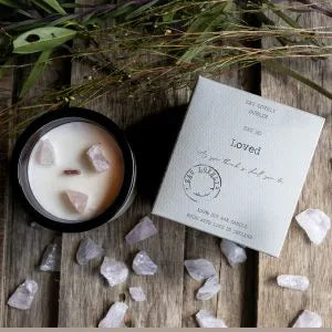 Eau So Loved Candle with Rose Quartz Gemstones